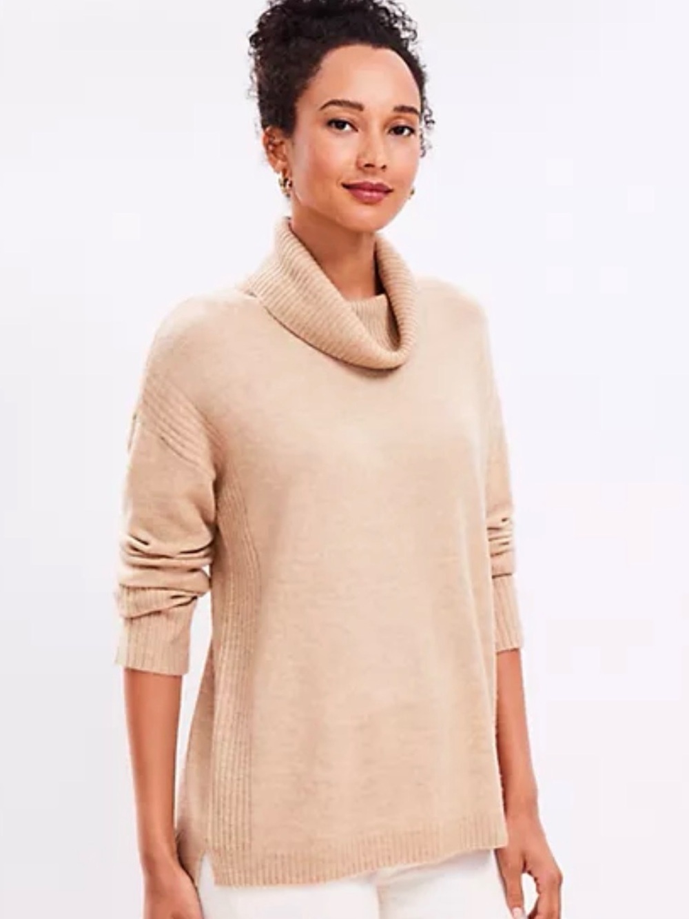 LOFT Ribtrim Turtleneck Tunic Sweater Women’s‎ L NEW